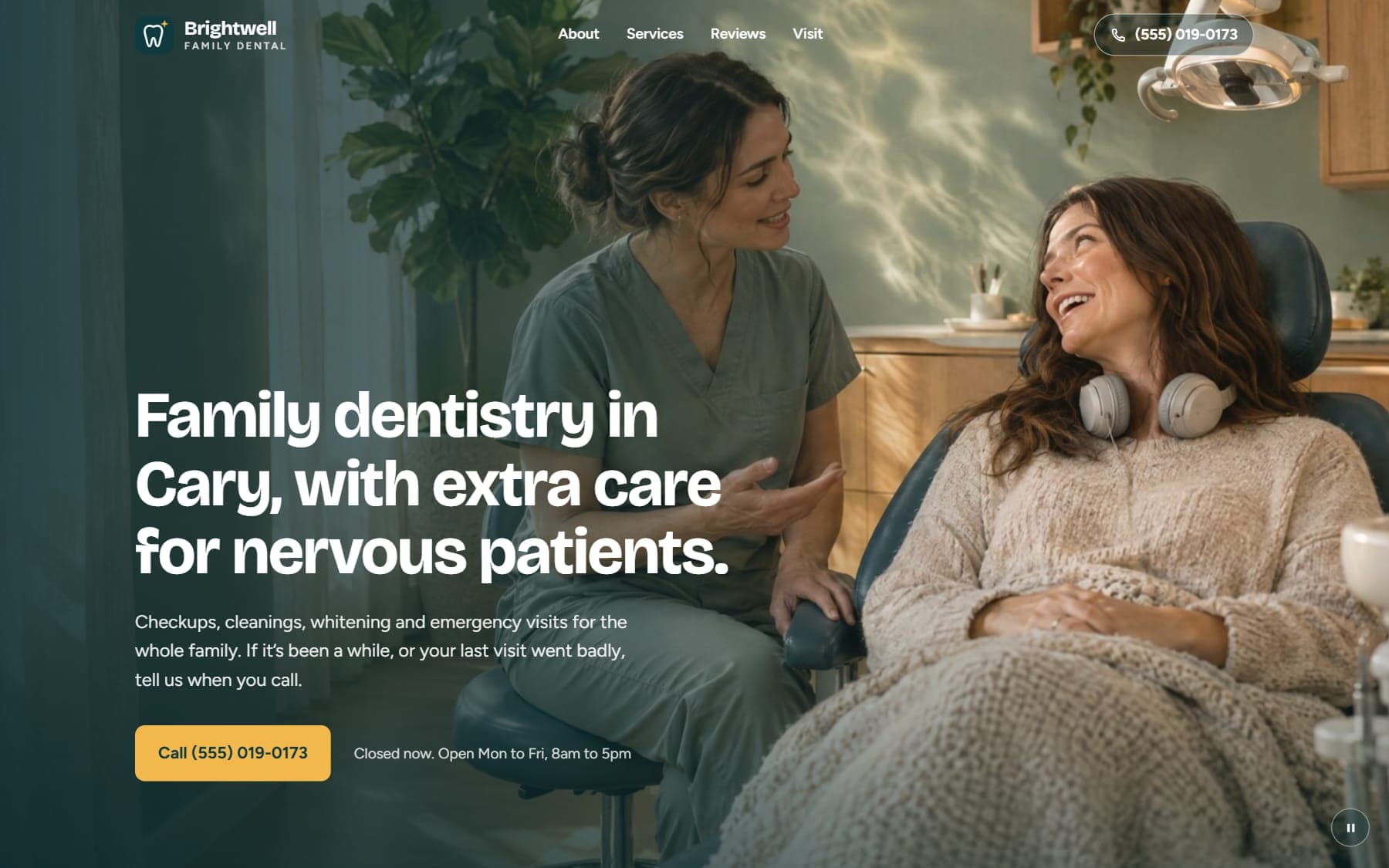 Brightwell Family Dental homepage on desktop