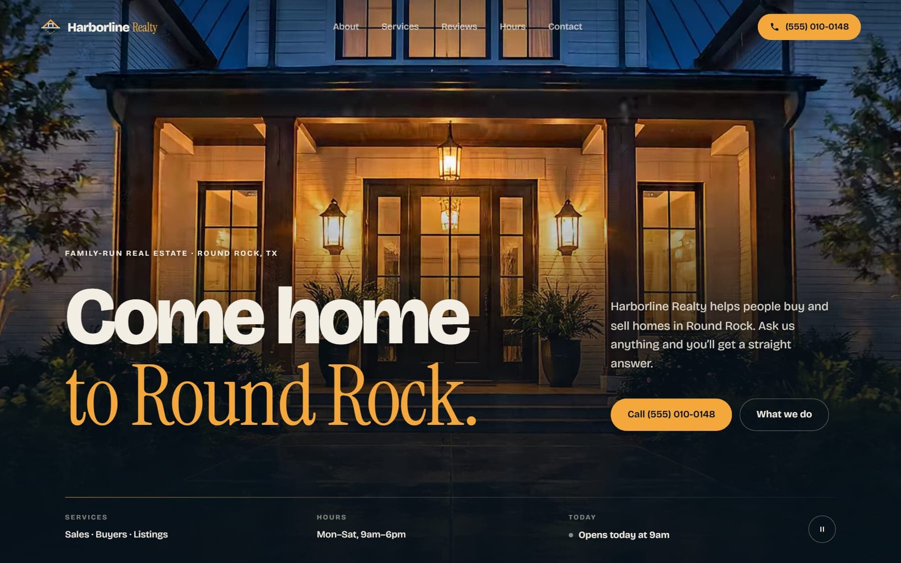 Harborline Realty homepage on desktop